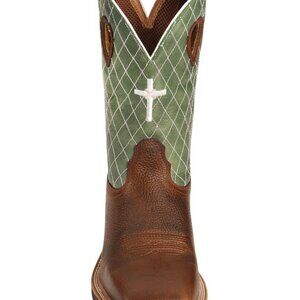 Twisted X Cowboy Boots Mens Cross Steel Toe Work Boots Green Brown 10.5 EE 22899